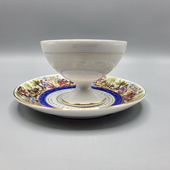 Vtg Royal Carlton Japan Porcelain Tea Cup Saucer Set Gold Handle Trim Victorian - Picture 7 of 14